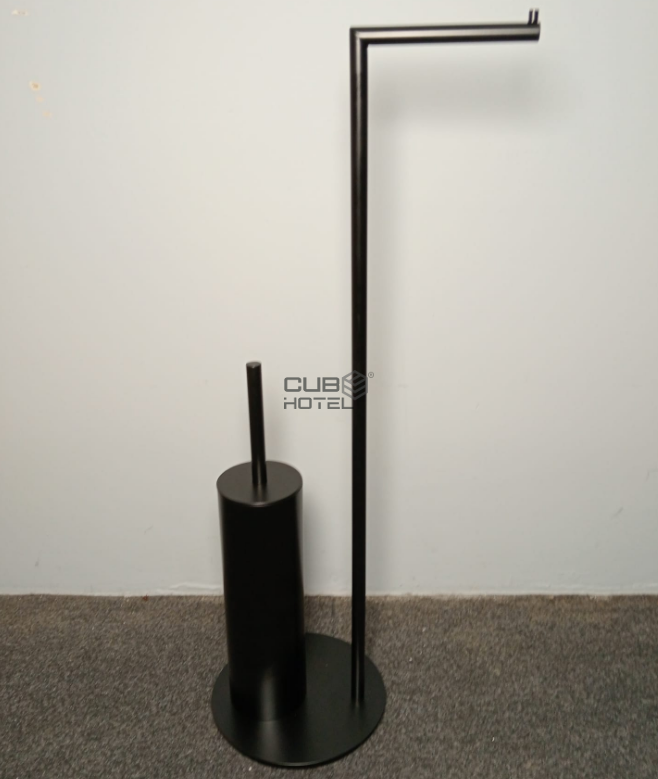 Portaescobillas de baño de acero inoxidable negro